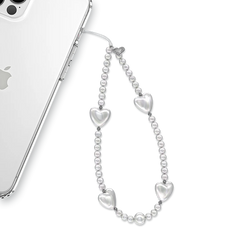 Vintage Pearl Heart Phone Charm