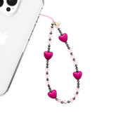 Pink & Black Heart Phone Charm