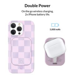 Lilac Vibe Checkered Portable MagSafe Charger Power Pack