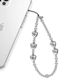 Metallic Silver Heart Phone Charm