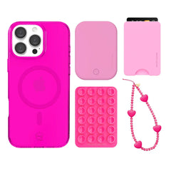 Neon Pink Clear iPhone Bundle Set - Wallet