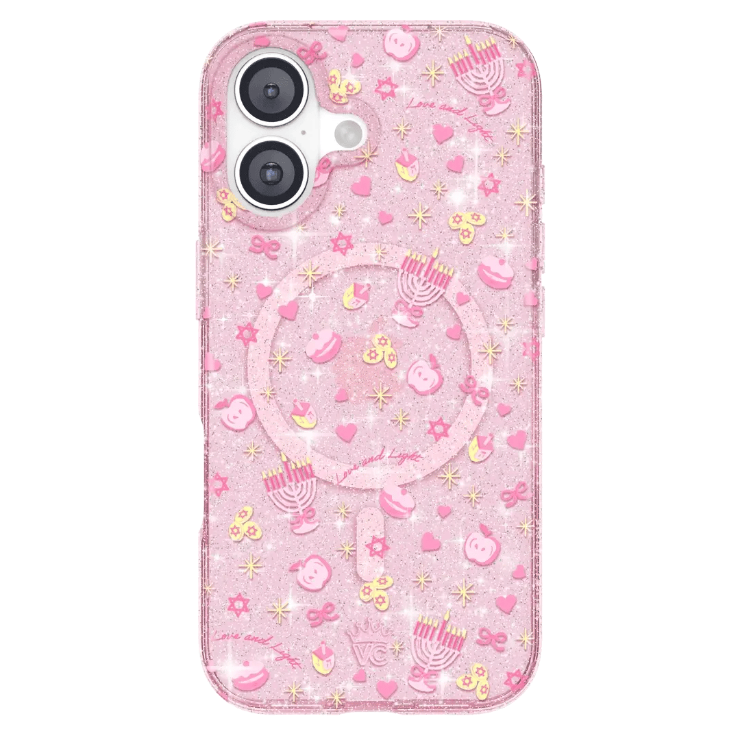 Pink Hanukkah Glitter iPhone Case