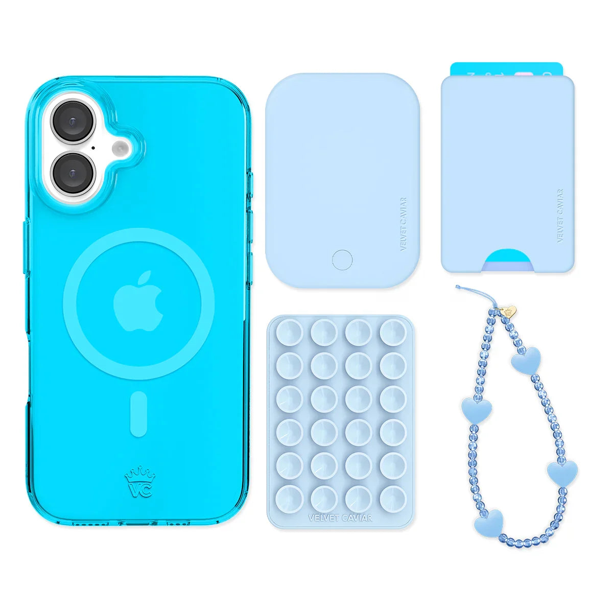 Neon Blue iPhone Bundle Set - Wallet