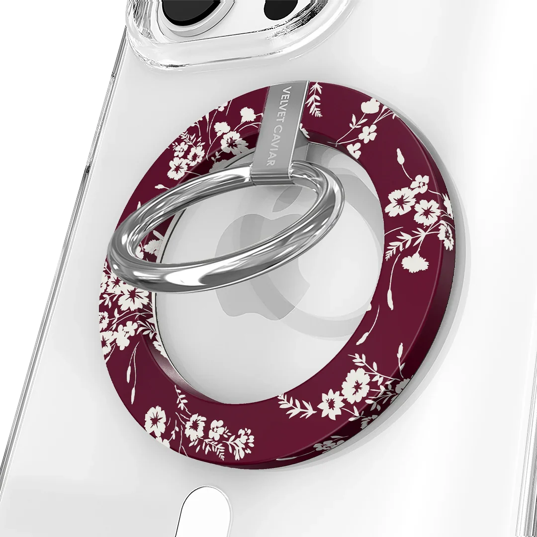 French Burgundy Floral MagSafe Grip Ring