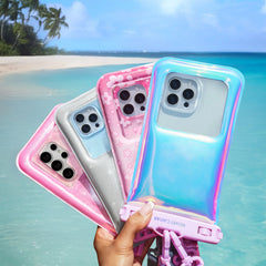 Silver Stardust Waterproof Floating Phone Pouch Bundle