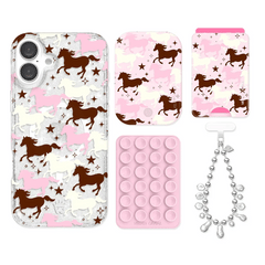 Pink Pony Glitter iPhone Bundle Set - Wallet
